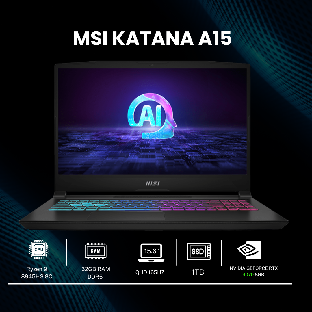4 Notebook Msi Katana A15 Ai Ryzen 9 8945hs 1tb/32gb Rtx 4070 8g - Image 1