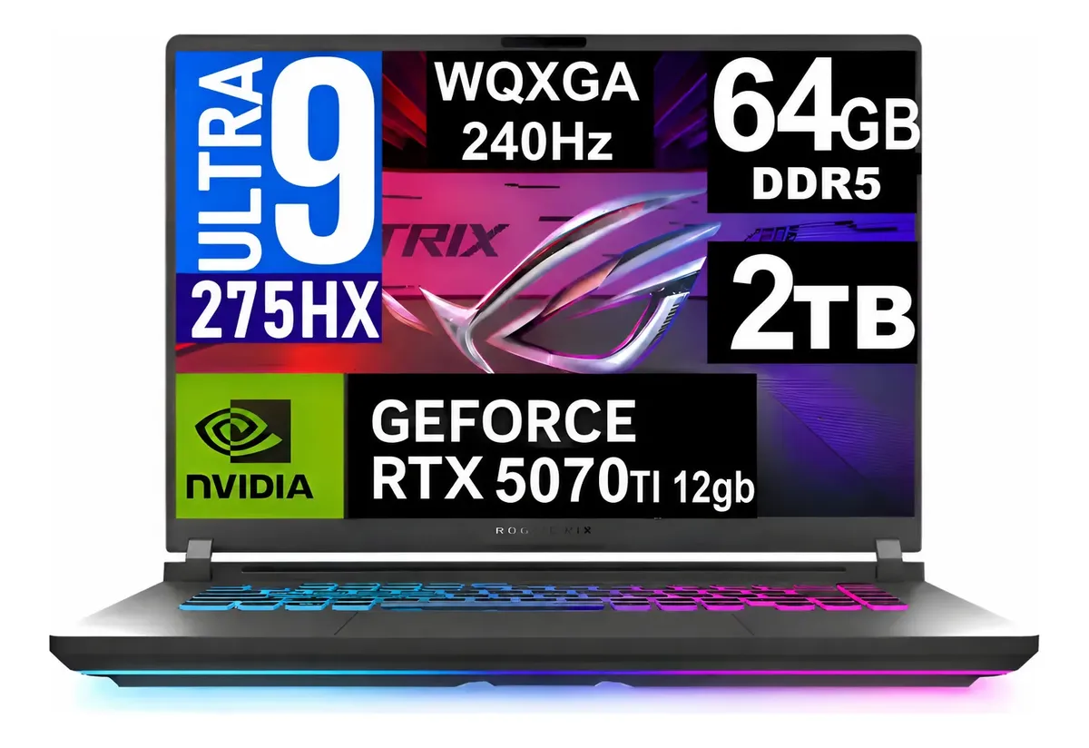 D_NQ_NP_2X_906369-MLA111849330709_052026-F (1) Laptop Asus Rog Strix G615lr 16" 2.5k 240Hz Ultra 9 275HX 2TB SSD / 64GB RAM RTX 5070ti 12GB - Imagen 1