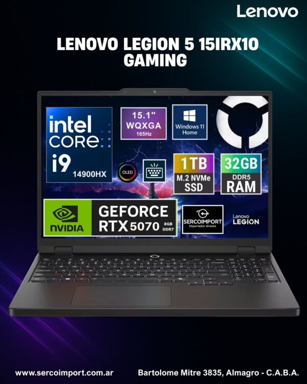 Lenovo Legion 5 15 WUXGA Oled i9 14900HX 1Tb 32Gb RTX 5070