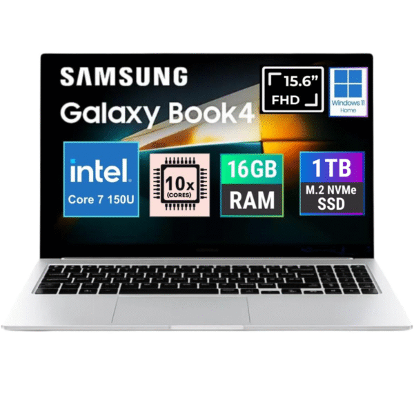 Samsung Galaxy Book4 15.6 Full Hd Core 7 150u 1Tb 16gb Fpr Plateado