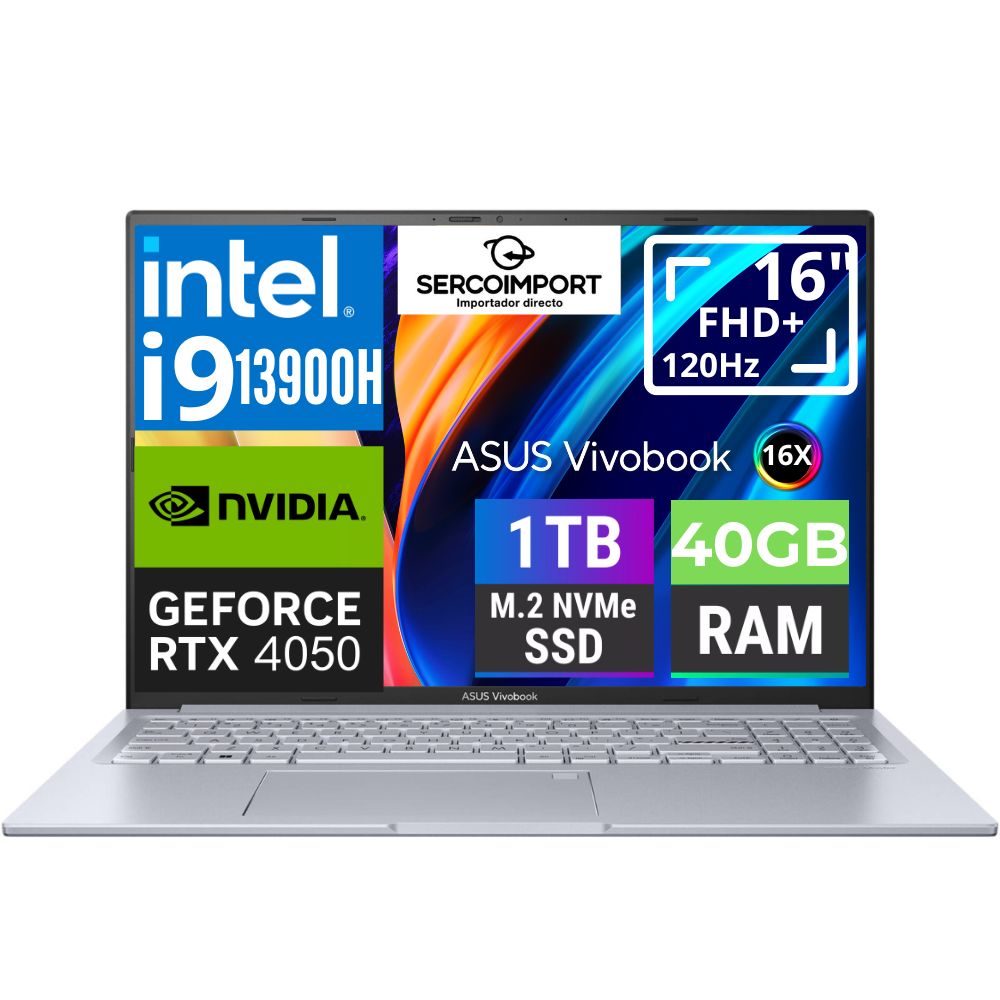 VIVOBOOK 40GB Notebook Asus Vivobook K3605 16" FHD+ 120Hz i9 13900H 1Tb 48gb RTX 4050 - Image 1